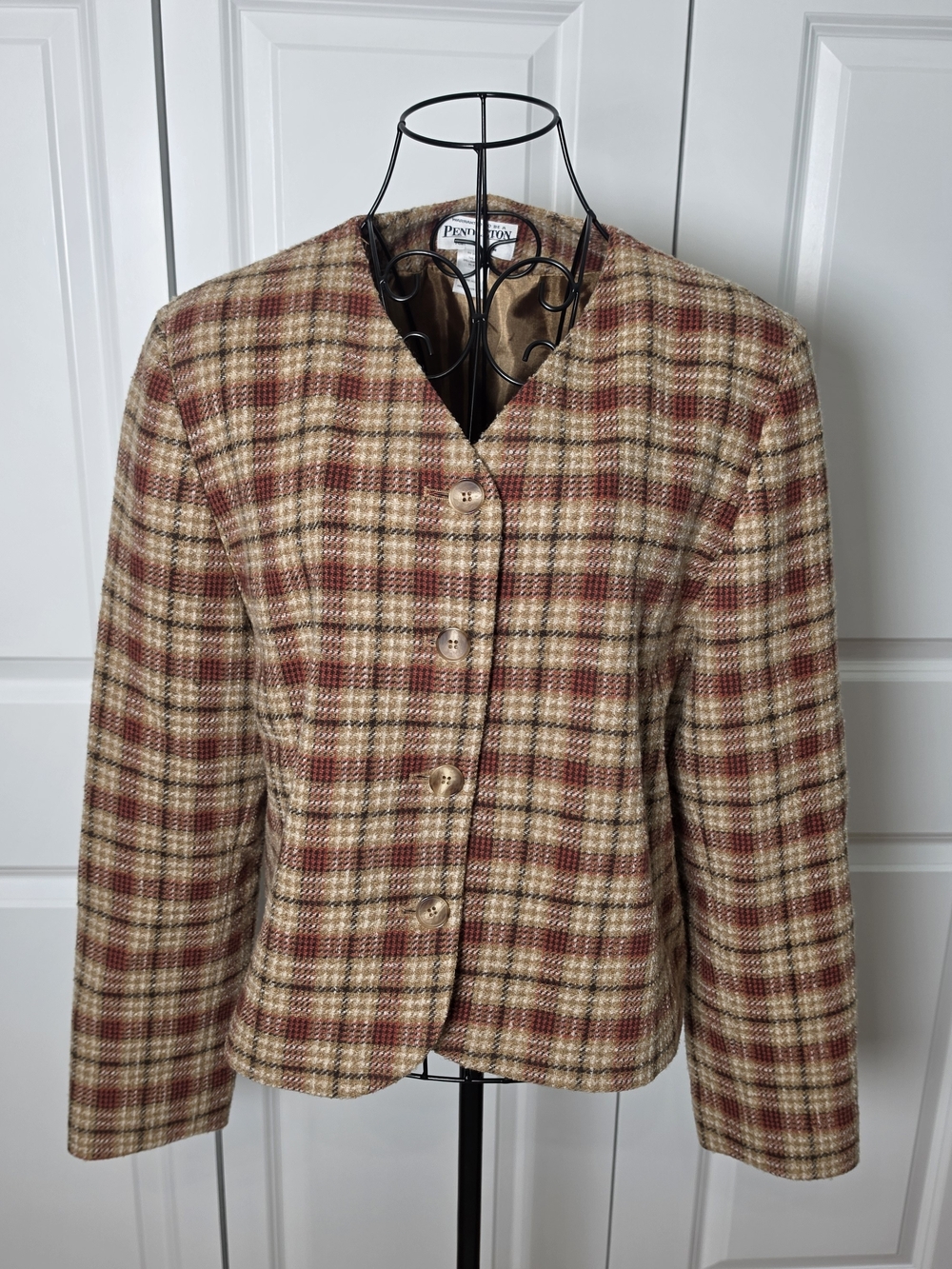 Pendleton Wool Plaid Jacket Blazer Size 14 Made in USA